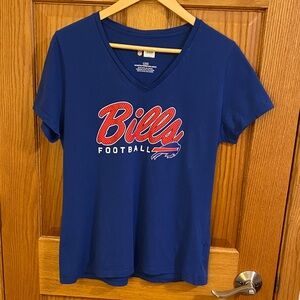 Women's Blue V-Neck Football Tee
